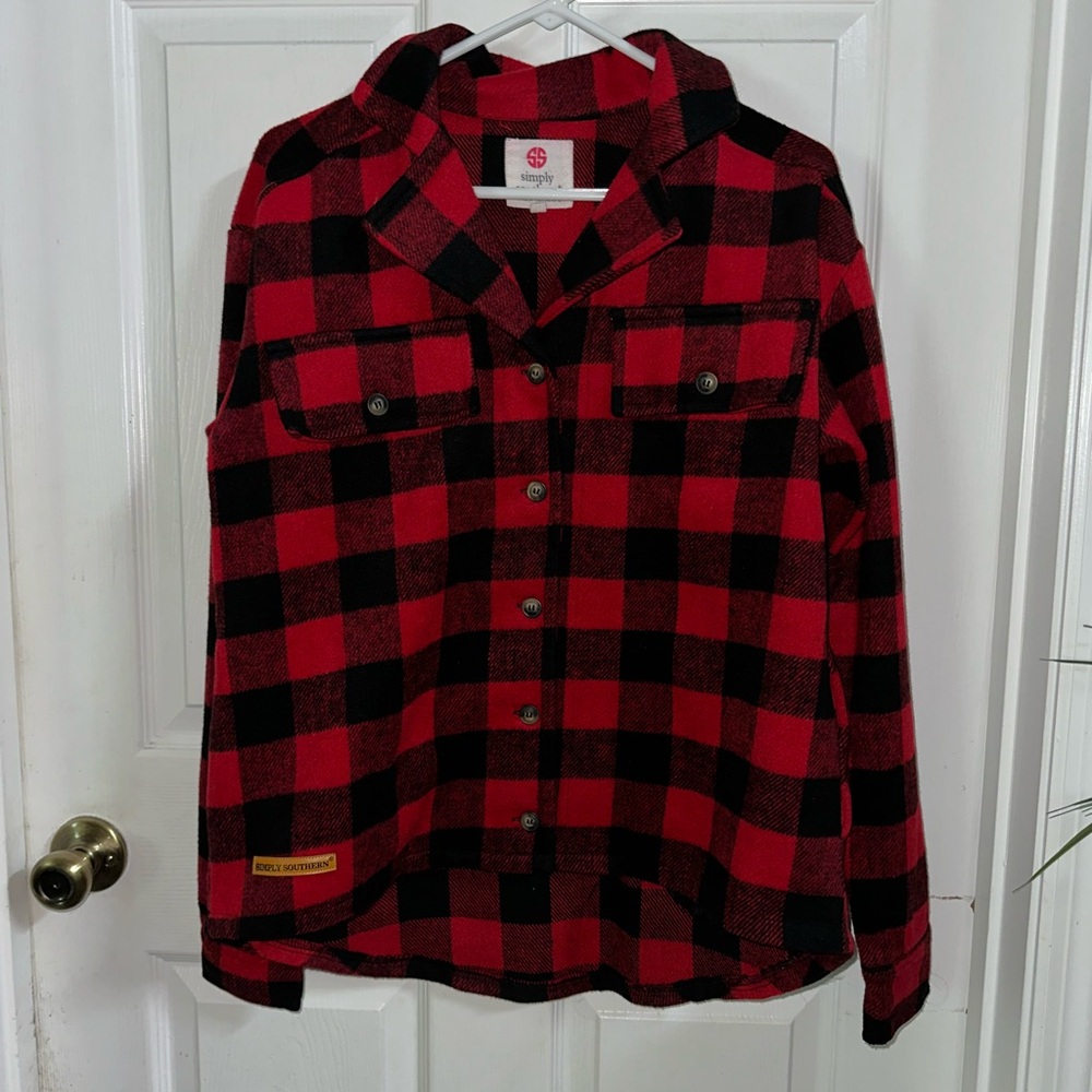 Simply Southern Buffalo Plaid Heavy Shirt Shacket Size Small